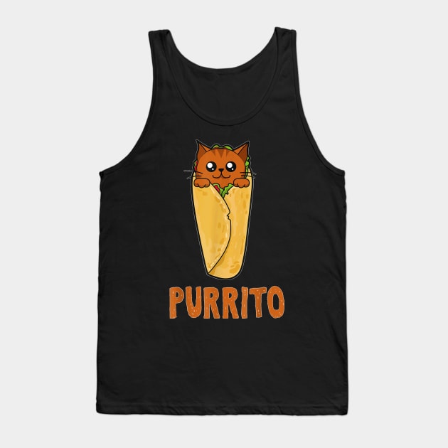 Funny Purrito Cat Pun  Mexican Burrito Food Purr Gift Tank Top by Peter Smith